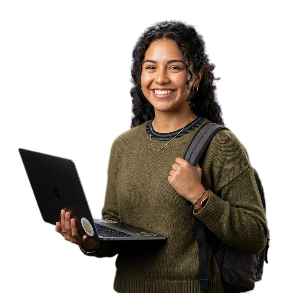 Premium confident student ready to study abroad